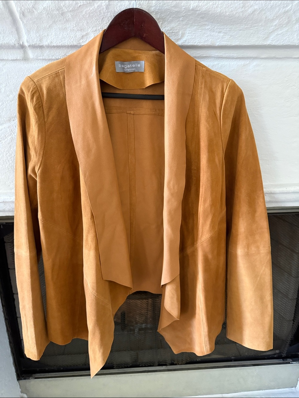 Bagatelle Women's Tan 100% Leather Open Front Jacket